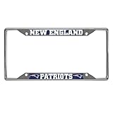 FANMATS 17211 New England Patriots Chrome Metal License Plate Frame, Team Colors, 6.25in x 12.25in