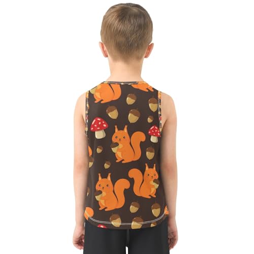 J JOYSAY Acorn Mushroom Squirrel Brown Boys Tank Top Sleeveless Muscle Shirts Quick Dry Kids T-Shirts 3-15T3