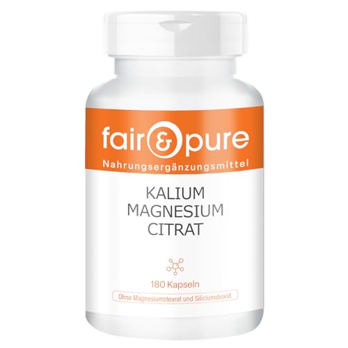 Fair & Pure® - Citrato de Magnesio y Citrato de Potasio - Vegano - Minerales esenciales - 180 Cápsulas