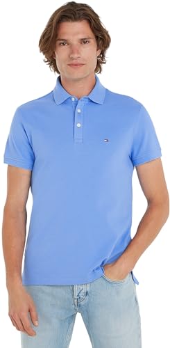 Tommy Hilfiger Herren Poloshirt Kurzarm 1985 Slim Fit, Blau (Blue Spell), L