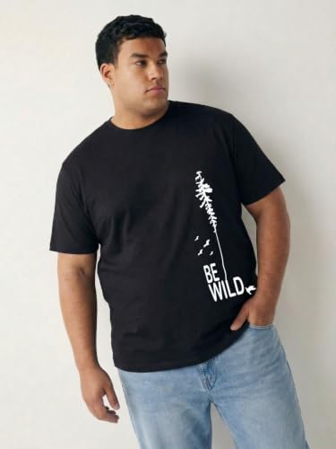 Image of Toodlegram - 100% Pure Cotton Plus Size T Shirt for Men- Regular Fit - Half Sleeve Roundneck Stylish Tshirt - Graphic Printed Be Wild (Size - 2XL to 10XL)