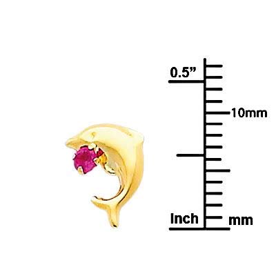 Wellingsale 14K Yellow Gold Polished Dolphin Stud With Screw Back3