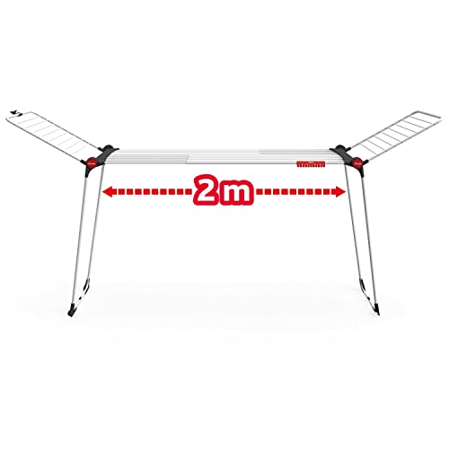 Vileda Infinity Flex, tendedero Grande y Extensible hasta 30 m, Acero y Aluminio, alas Altas, ya montado, con Ruedas