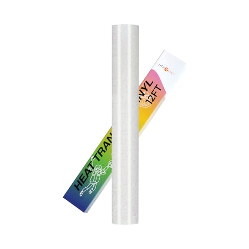 HTVRONT Rainbow White Glitter HTV - 12 X 12FT Glitter Heat Transfer Vinyl Easy to Cut & Weed Glitter Iron on Vinyl for T-Shirts - White Glitter HTV Vinyl for All Cutting Machine