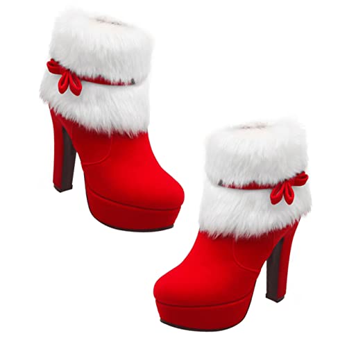Bottines de Noël femme en peluche pour fêtes et soirées