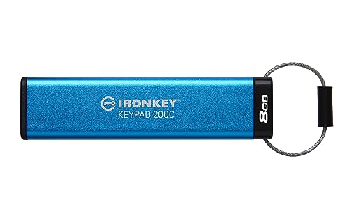 Image of Kingston Ironkey Keypad 200 USB-C 8GB Encrypted Flash Drive | OS Independent | FIPS 140-3 Level 3 | XTS-AES 256-bit | BadUSB and Brute Force Protection | Mult-Pin Option | IKKP200C /8GB