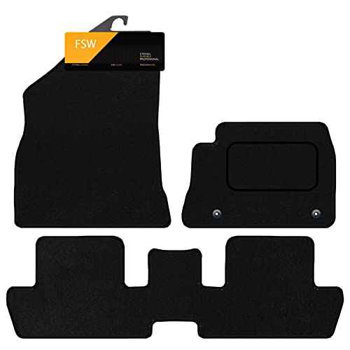 FSW – Tailored Mats – Fits PEUGEOT 3008 2009-2016 – Black Carpet – Anti Slip Mat – Non Slip Car Floor Mat, Fitted With Clips & Granulated Backing – 3 Pc Floor Mat Only