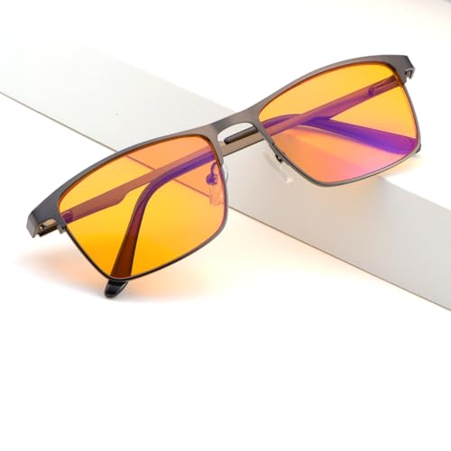 Image of YIMI Mens Blue Light Glasses Men Computer Gaming BlueLight Blocking Glasses Metal Anti Eyestrain Clear Lens Eye Protection