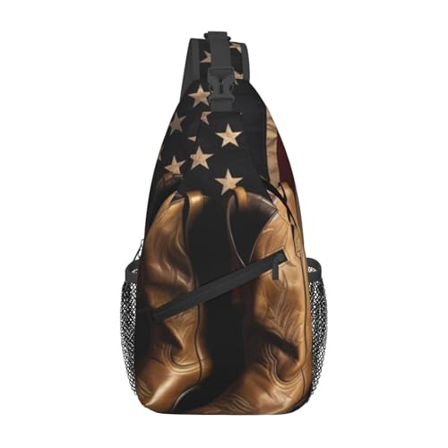Bolso bandolera con bandera americana y botas vaqueras