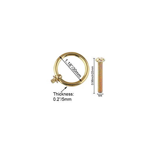 Tiazza 8Pcs Antique Brass Ring Pull Handle Kitchen Cabinets Wardrobe Drawer Furniture Hardware Retro Style Small Pull Ring (Gold) - Image 4
