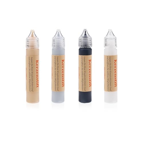 Ovaletta 4 Farben Kerzen Bemalen Set, Kerzenstifte, Wachsplatten f&uuml;r Kerzen, Candle Pen, Kerzenstifte zum Verzieren, Keramik Bemalen Set, je 25 ml, A
