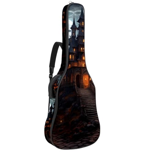 Housse de guitare acoustique Halloween Castle de 106,7 cm avec sangles