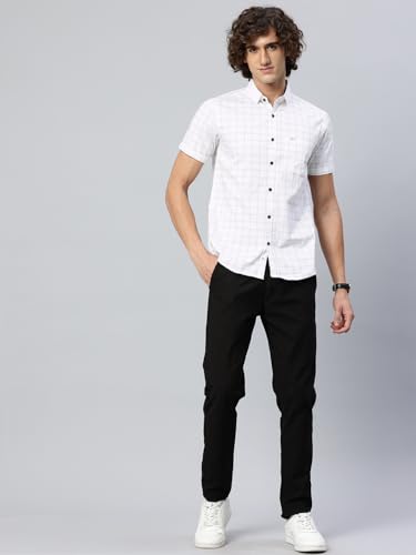 Image of Majestic Man Slim Fit Pure Cotton Half Sleeve Checked Casual Shirt