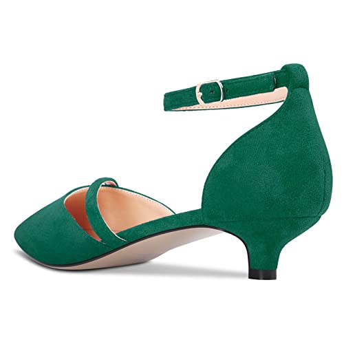 HEUIVZAR Womens Heel Pumps Pointed Toe Kitten Low Heel Ankle Strap Sandals Suede Dress Shoes Bridal 1.5 Inch3