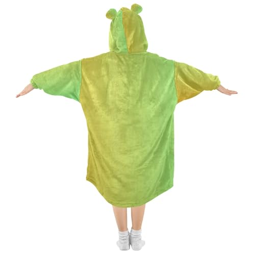 Yellow Green Gradient Ombre Wearable Blankets for Kids Girls Cozy Pullover Toddler Boys Hoodie Sweatshirt Oversized S2