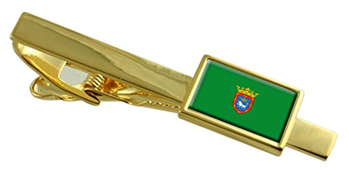 Pisacorbatas Ciudad de Pamplona y Bandera de España en oro pasador masculino formal