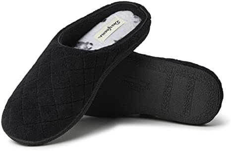 Dearfoams womens Leslie Quilted Terry Clog Slipper, Black Multi, X-Large Wide US | Image 2