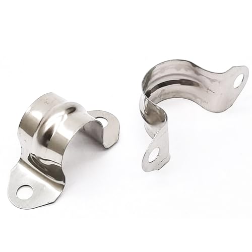 Image of 1 /2inch Rigid Pipe Strap Clamp, Two Hole Strap,U Bracket Tube Clip, Stainless Steel Heavy Duty Pipe Fasten Holder, 50Pcs (20mm)
