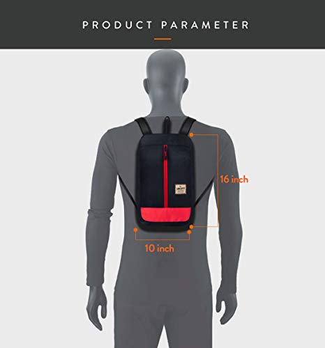 Lunar's 12L Water Resistant Small Bag/Daypack for Daily Use/Hiking/Gym - 1 Compartment Mini Backpack for Hiking Camping Rucksack (Black -Red)