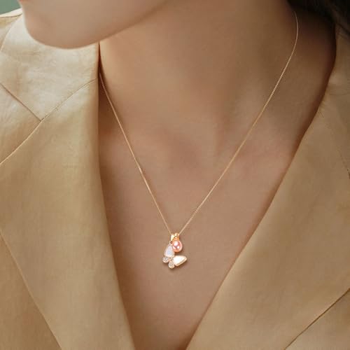 Butterfly Necklace as 10 Year Old Girl Birthday Gift Valentines Day Gifts for Girls Daughter Granddaughter,Pink Pearl Necklace 10th Birthday Gifts for Girls with Message Card and Box3