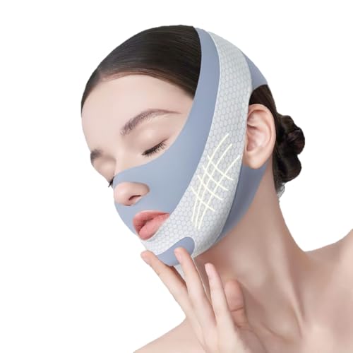 Image of Face Slimming Mask, V-Line Lifting Band, Double Chin Reducer, Facial Contour Shaping Strap (Grey)