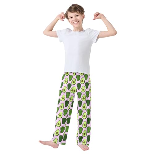 ZZXXB Green Avocado Boys Long Pants Soft Trousers Elastic Waist Kids Lounge Bottoms with Pockets S-XL2