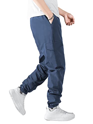 OYOANGLE Men's Casual Drawstring Elastic Waist Cargo Pants Flap Pocket Street Trousers Baggy Jogger2