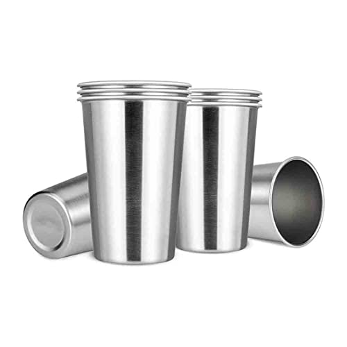 Kissmii Vasos de Acero Inoxidable de Primera Calidad, Vaso de Pinta de 16 Onzas (Paquete de 8), Vaso Duradero Apilable