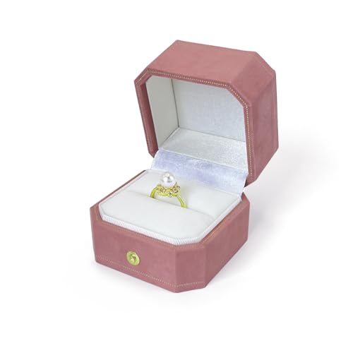 PLOPONOM Velvet Ring Box for Proposal,Pink Cute...