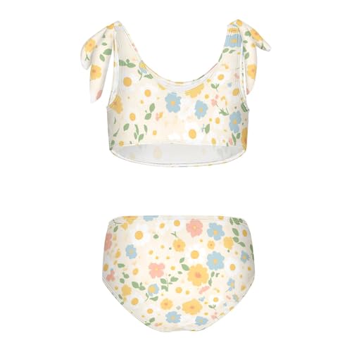 Polka Dots and Tender Chamomile Flowers Girl 2 Piece Kids Bikini Set Quick-Dry Swimsuits Swimwear Adjustable Strap2