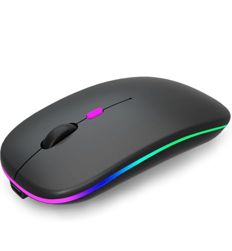 SEBLINRC Wireless Slim Mouse, 2.4G Rechargeable, Silent Click, RGB, 1600 DPI, 500mAh Battery, Windows/Mac Compatible