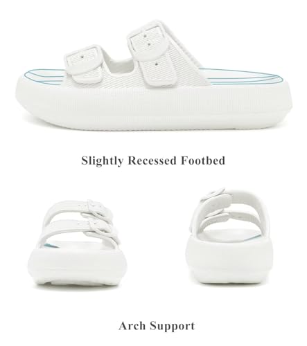 Image of Haifago Cloud Slide Sandals for Women Comfort Recovery Pillow Sandal, Lightweight House Bathroom Shower Slippers Adjustable Double Buckle Platform Slide