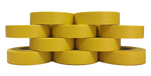 Image of TradeGear Yellow 10 Pack - UL Listed Colored Electrical Tape, 60 ft x 3 /4 in, 600V, Flame Retardant, Waterproof, Rubber Adhesive - Phase Marking, Wire ID, Automotive