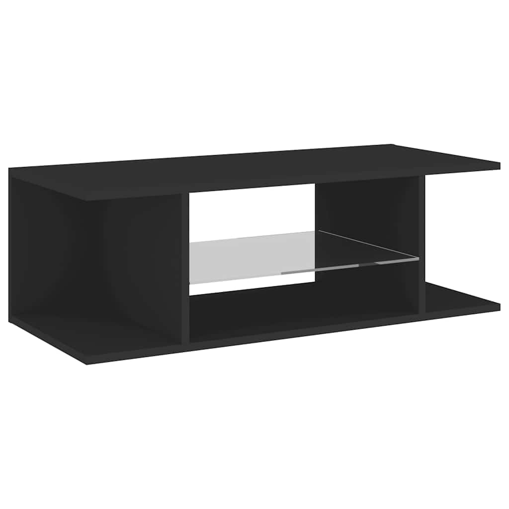 vidaXL Mueble para TV con Luces LED Soporte Armario Aparador Estante Salón Sala de Estar Dormitorio Decoración Entretenimiento Negro 90x39x30 cm