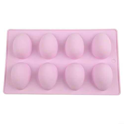 Bulevisiter Chocolate de silicona de 8 cavidades para huevos de Pascua, forma de postre sin diseño, material de grado alimenticio, herramienta reutilizable para hornear (morado)