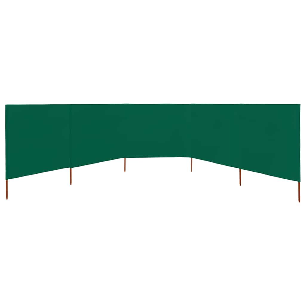 5-teiliger Windschutz 600 x 120 cm Grün, Faltbare Windschutzwand aus Vliesstoff mit 6 Holzpfählen für Camping, Garten und Strand, Mobiler Wind- und Sichtschutz