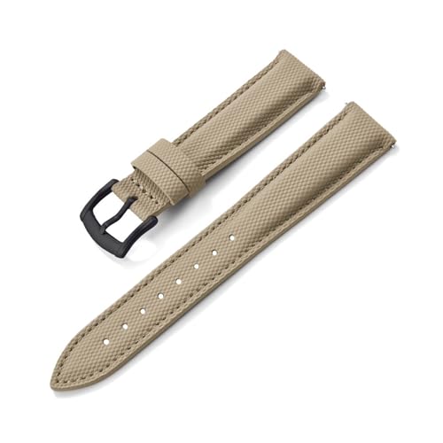 コーティングされた帆布スポーツストラップ 18/19/20/22mm クイックリリースリストバンド スマートウォッチアクセサリー(Khaki-Black,22mm)