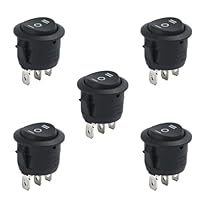 5 Stück Kippschalter 3 Positionen,Wippschalter Eingebettet Runde,Kippschalter 12v,3 Polig Rund Lampenschalter,Wechselschalter Rund,Einbauschalter Einrastbare für Auto Boot Haushaltsgeräte (Schwarz)
