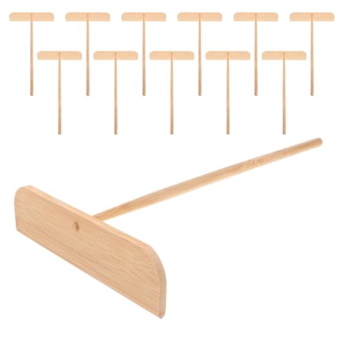 TOGEVAL Raspador de Migas de Madera 12 Piezas para Mesa Espátula de Cocina Multifuncional para Restaurantes Limpiador Manual de Migas y Esparcidor de Masa para Crepes y Panqueques