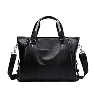 pipisweet Herren Leder Aktentasche 39,6 cm Schwarz