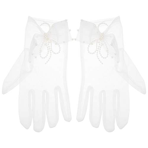 KESYOO Luvas de Niva Elegante Pérla Curta Renda Luvas de DedCheiLuvas de Niva Mulheres Meninas Aóris