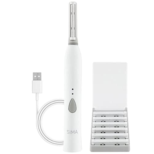 Spa Sciences - SIMA Dermaplaning Tool - Patented Painless 2 in 1 Facial Exfoliation & Peach Fuzz-Hair Removal System w/ 7 Weeks Treatment Included - Anti-Aging â 3 Speeds - Rechargeable