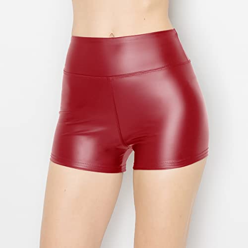 Image of ALWAYS Faux Leather Shorts - High Waist Active Stretch Yoga Short Pants for Women
