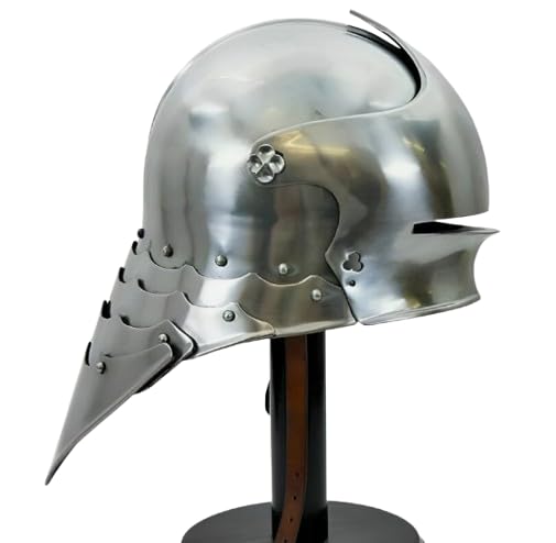 Maritime treasures Medieval Gothic Sallet Helmet – Full-Size Wearable Steel Knight Helmet with Visor – Ideal for LARP, Reenactments & Cosplay