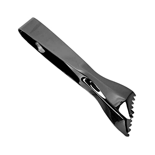 Ice Tongs, Food Grade Thicken Food Tongs, Stainless Steel Prevents Slipping Sugar Tweezers for Home Kitchen Bar Copper Plated (Black Plated)