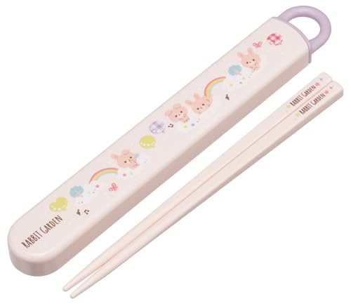 スケーター(Skater) 箸 箸箱 セット 子供用 お弁当 16.5cm 日本製 食洗機対応 スライド式 ラビットガーデン 女の子 ABS2AMAG-A