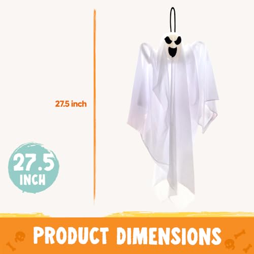 Image of JOYIN 2 PCS 27.5 inch Halloween Decorations Hanging Ghosts Outdoor, Halloween Flying Ghosts Decor for Tree Front Yard Patio Lawn Garden Party Supplies and Holiday Decorations