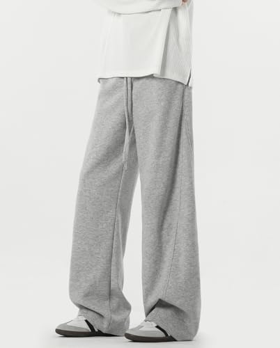 HBER Men's Baggy Sweatpants Elastic Waist Drawstring Wide Leg Lounge Track Pants Casual Loose Joggers with Pockets3