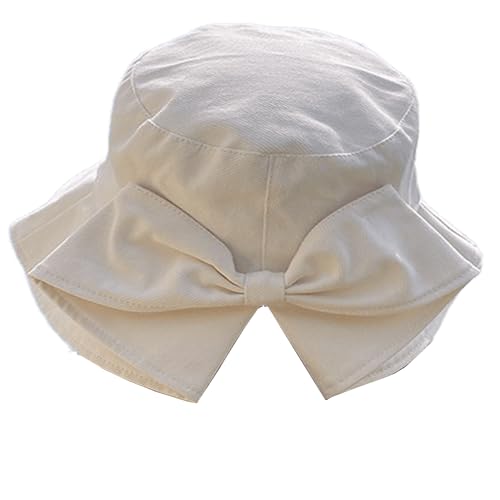 CLeemuziN Spring Thick Cotton Bucket Hat for Women Back Bowknot Sun Hat for Summer Outdoor Sun Protection Beach Travel Medium