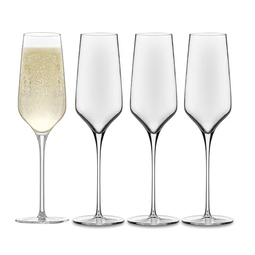 Libbey Signature Champagne Flute Glasses Set, Stylish, Dishwasher Safe Champagne Glasses Set of 4, Champagne Gift Set for Weddings and Events